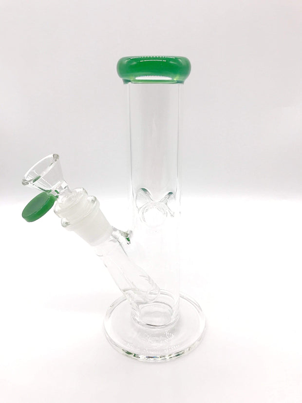 Smoke Station Water Pipe Green 8" Straight tube with American color and ice pinch