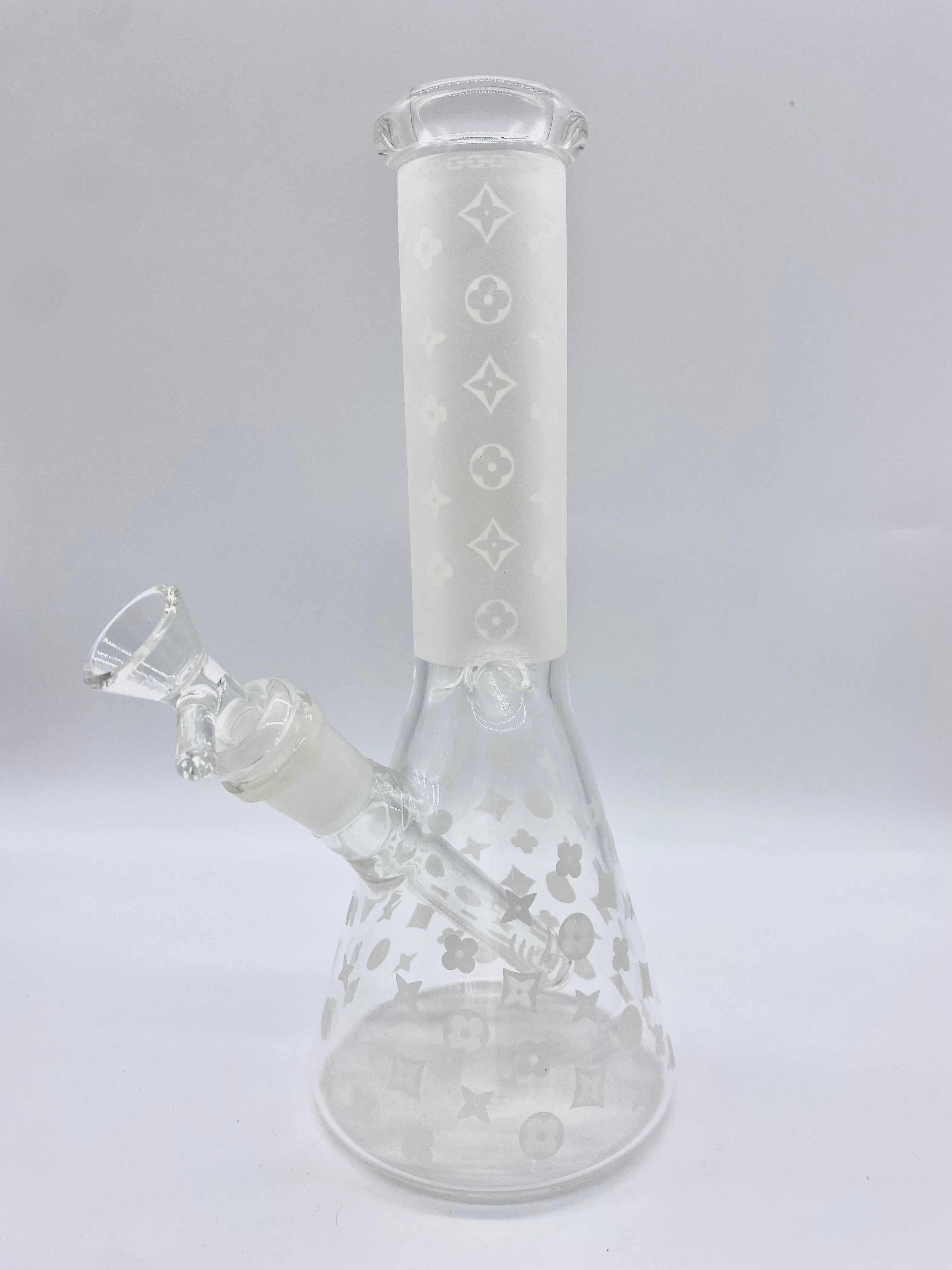 LV Louis Vuitton Glass Bong - White - 10 Inch