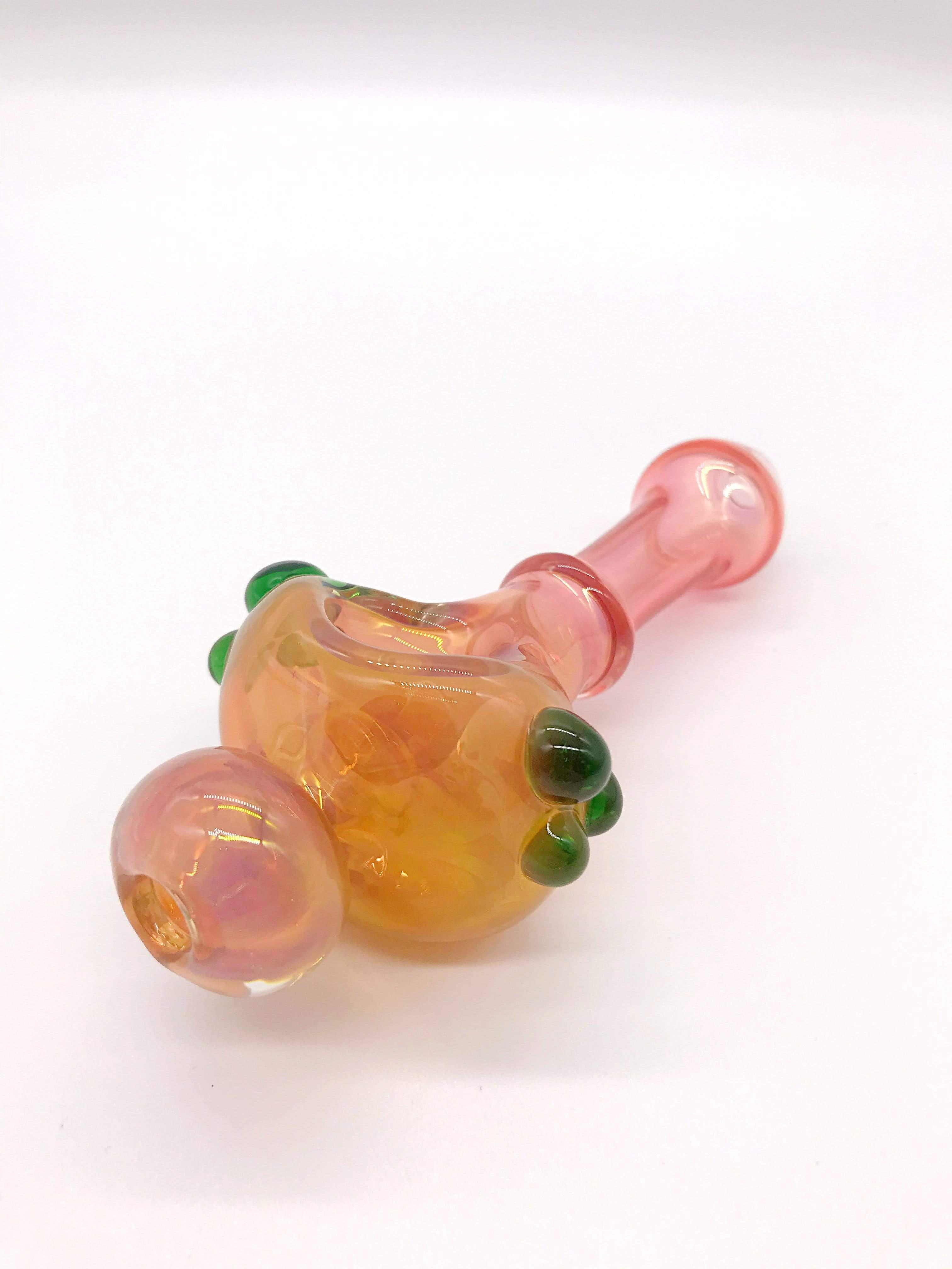 Tobacco Spoon Glass Smoking Pipe - Yellow/Red with Green Rings