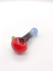 Smoke Station Hand Pipe Red / Dark Blue Multicolored Spoon with Inlaid Corkscrew Hand Pipe