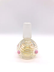 Smoke Station Waterpipe Bowl Pink Thick Fumed Waterpipe Bowl with Linework Fuming - 14mm