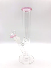 Smoke Station Water Pipe Pink 10" Straight tube with American color and ice pinch