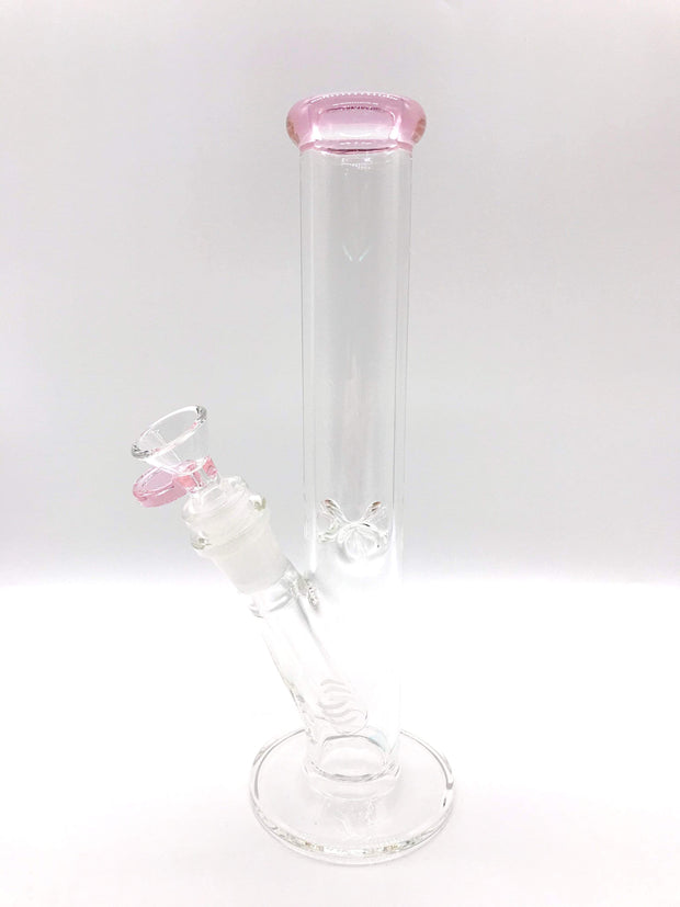 Smoke Station Water Pipe Pink 10" Straight tube with American color and ice pinch