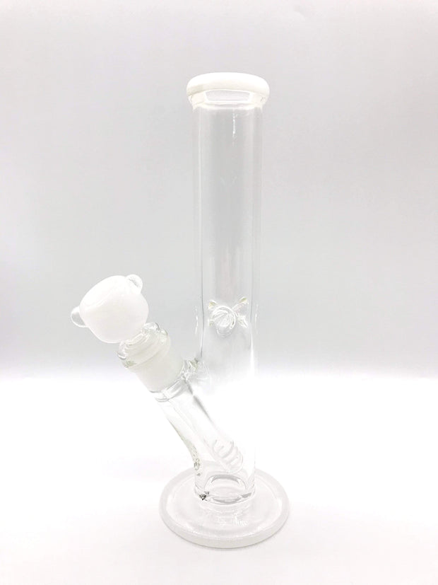 Smoke Station Water Pipe White 10" Straight tube with American color and ice pinch