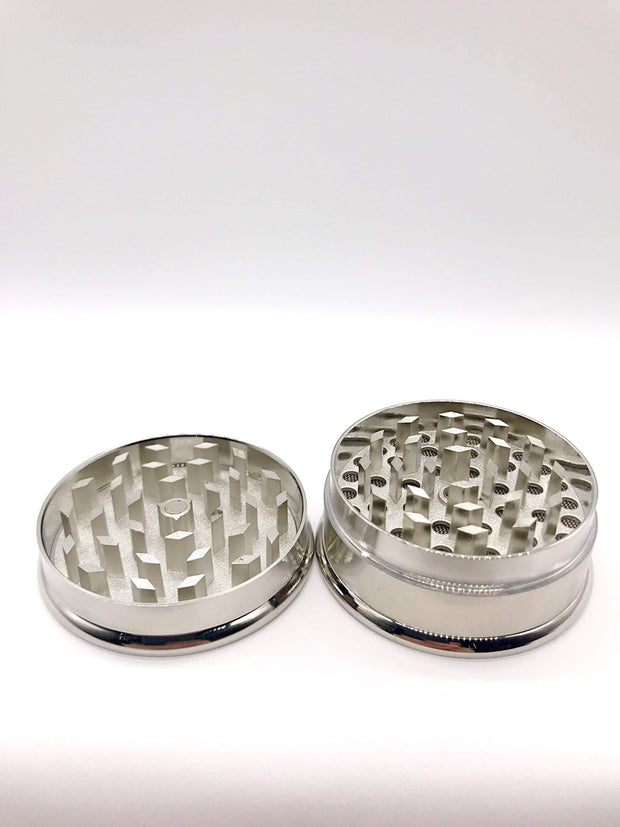 Smoke Station Accessories Silver 2-Compartment Anodized Aluminum Grinder