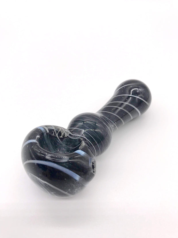 Smoke Station Hand Pipe Black 3” Spoon with Linework Hand Pipe