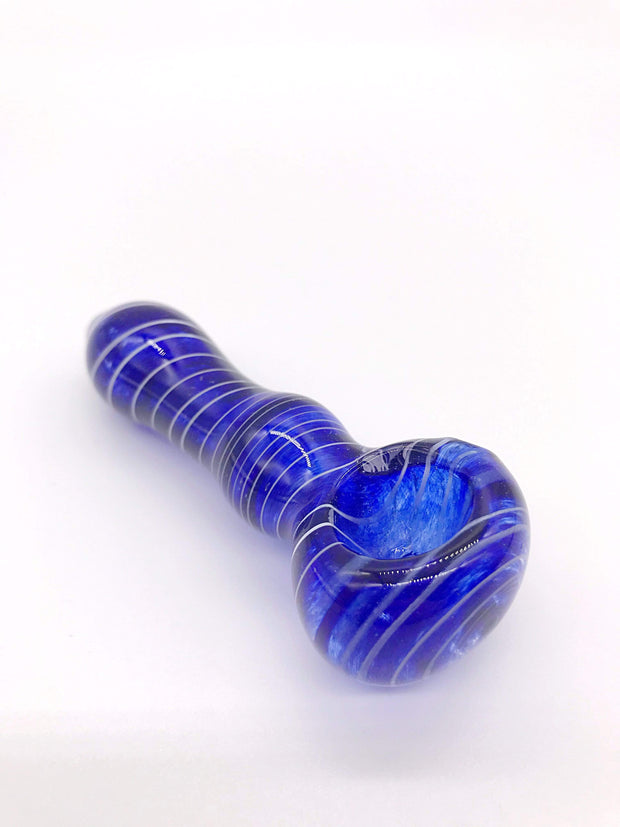 Smoke Station Hand Pipe Blue 3” Spoon with Linework Hand Pipe