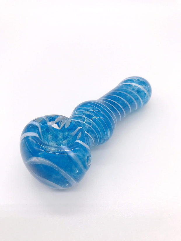 Smoke Station Hand Pipe Light-Blue 3” Spoon with Linework Hand Pipe