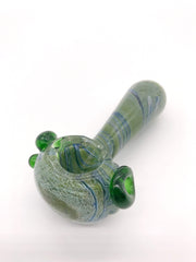 Smoke Station Hand Pipe Green 4” Spoon with Detailed Linework Hand Pipe