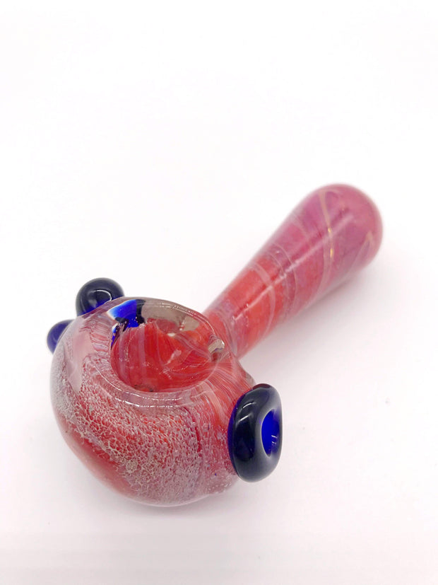 Smoke Station Hand Pipe Red 4” Spoon with Detailed Linework Hand Pipe