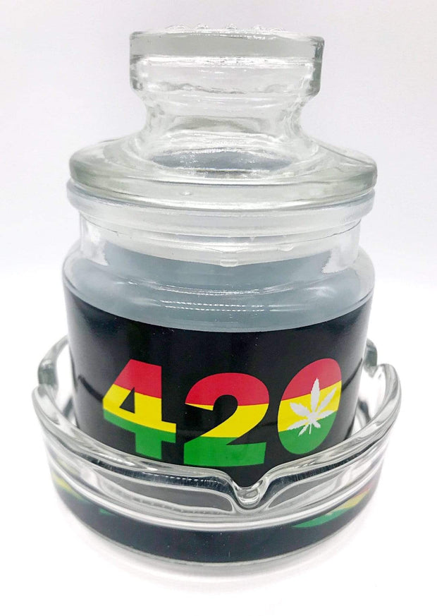Smoke Station Accessories 420 420 & Leaf Ashtray and stash jar set