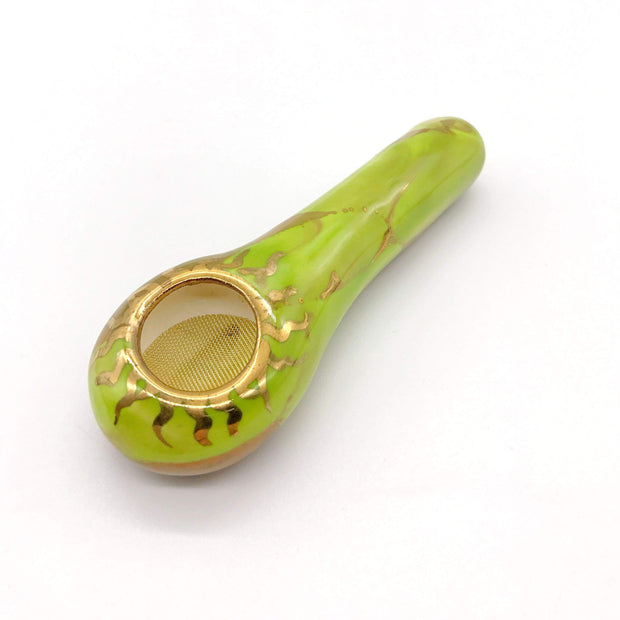 Smoke Station Hand Pipe Lime 4in Ceramic Marble Spoon