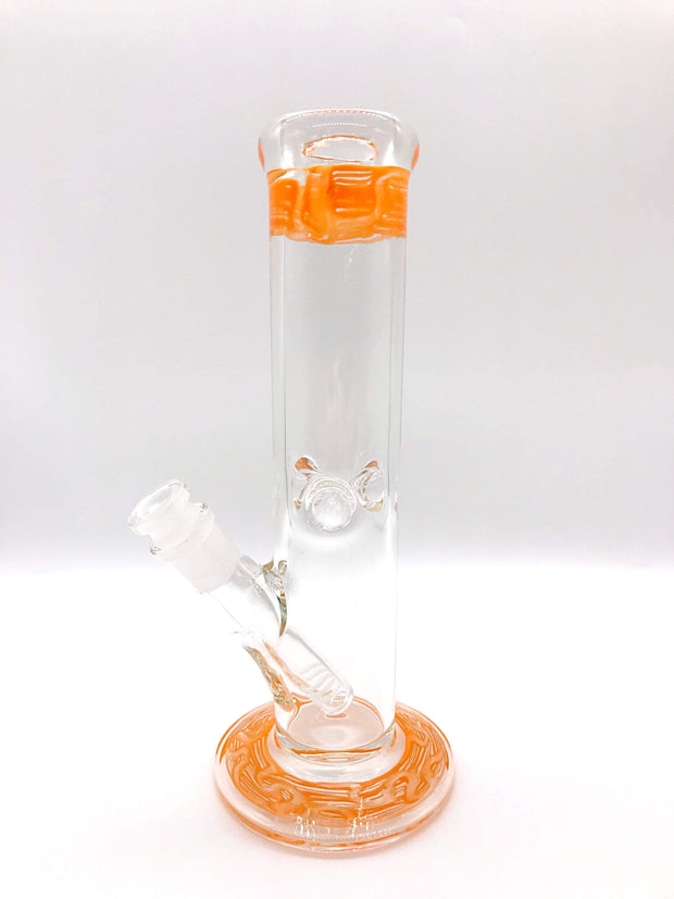 Smoke Station Water Pipe Orange 5mm Thick American Color Tube Water Pipe (10” tall 14mm)