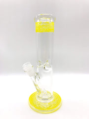 Smoke Station Water Pipe Yellow 5mm Thick American Color Tube Water Pipe (10” tall 14mm)