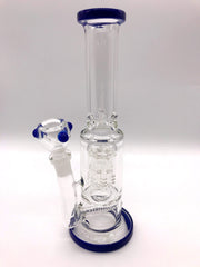 Smoke Station Water Pipe Dark-blue 5mm Thick Scientific Water Pipe with Dual Perc and Ice Catch