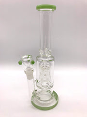 Smoke Station Water Pipe Green 5mm Thick Scientific Water Pipe with Dual Perc and Ice Catch