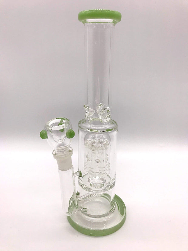 Smoke Station Water Pipe Green 5mm Thick Scientific Water Pipe with Dual Perc and Ice Catch