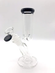 Smoke Station Water Pipe Black 8" Straight tube with American color and ice pinch