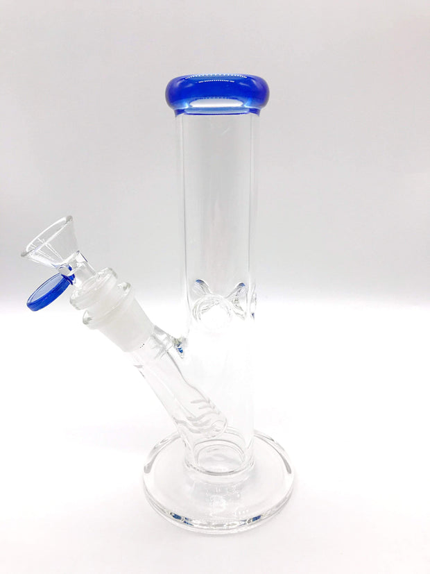 Smoke Station Water Pipe Blue 8" Straight tube with American color and ice pinch