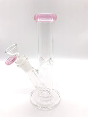 Smoke Station Water Pipe Pink 8" Straight tube with American color and ice pinch