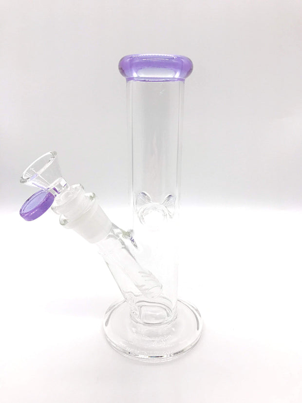 Smoke Station Water Pipe Purple 8" Straight tube with American color and ice pinch