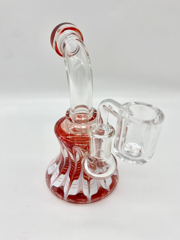 Red and White Glass Mini Rig 5.5"
