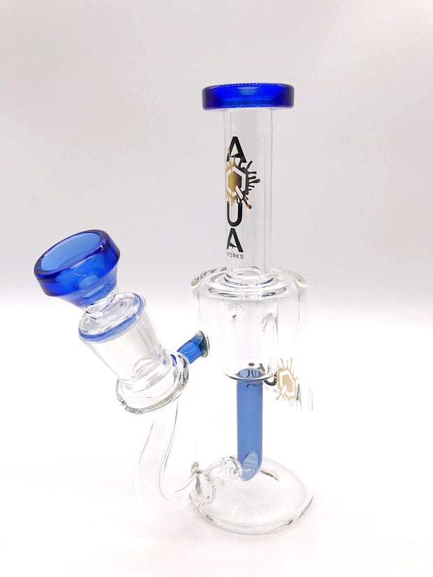 Smoke Station Water Pipe Blue Aqua Glass Incycler Rig