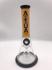 Smoke Station Water Pipe Black & Cream Aqua Glass Teardrop Perc Beaker