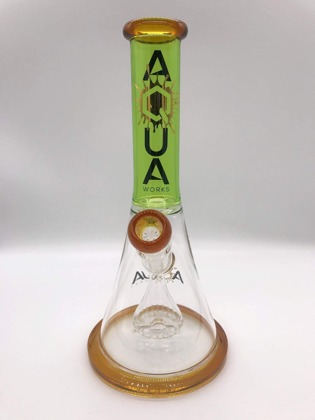 Smoke Station Water Pipe Slime & Green Aqua Glass Teardrop Perc Beaker