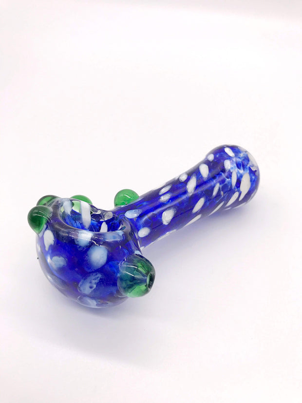 Smoke Station Hand Pipe Blue Blue Spoon with White Polka Dot Hand Pipe