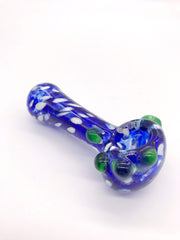 Smoke Station Hand Pipe Blue Blue Spoon with White Polka Dot Hand Pipe
