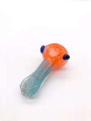 Smoke Station Hand Pipe Orange / Teal Bold Solid Two-Tone Color Spoon Hand Pipe