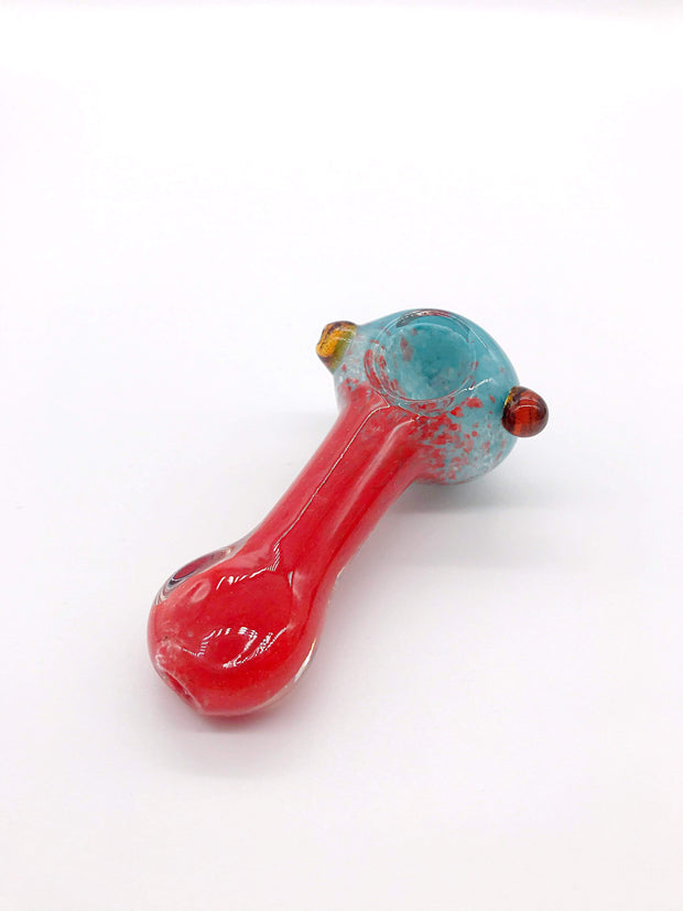 Smoke Station Hand Pipe Teal / Red Bold Solid Two-Tone Color Spoon Hand Pipe