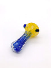 Smoke Station Hand Pipe Yellow / Blue Bold Solid Two-Tone Color Spoon Hand Pipe