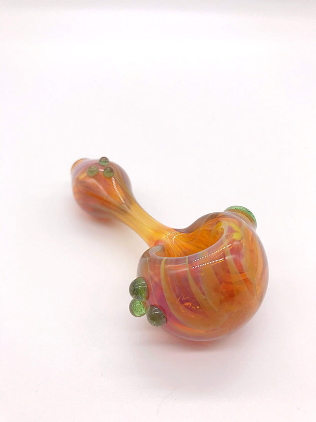 Smoke Station Hand Pipe Green Brickyard Productions Gold-Fumed American Borosilicate Spoon Hand Pipe