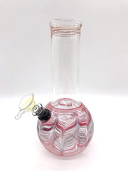 Smoke Station Water Pipe Black-Red Classic bulb beaker water pipes with rake (8” tall)