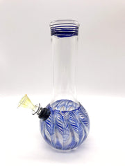 Smoke Station Water Pipe Blue-White Classic bulb beaker water pipes with rake (8” tall)