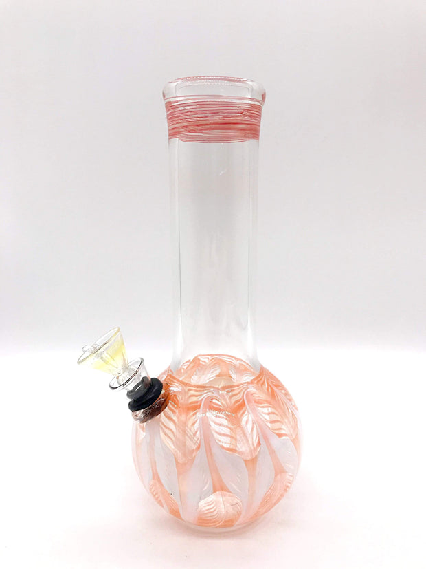 Smoke Station Water Pipe Orange-White Classic bulb beaker water pipes with rake (8” tall)