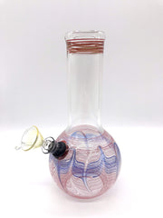 Smoke Station Water Pipe Red-Blue Classic bulb beaker water pipes with rake (8” tall)