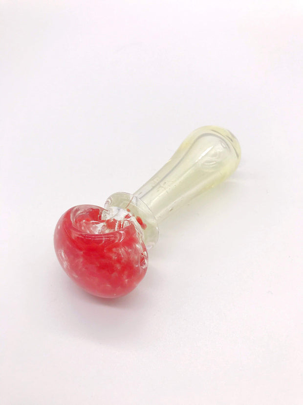 Smoke Station Hand Pipe Red Clear Spoon with Colored Bowl Grip