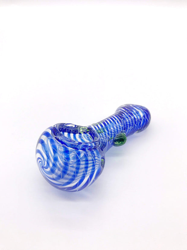 Smoke Station Hand Pipe Clear Spoon with Colored Wrap and Nubs Hand Pipe