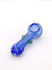 Smoke Station Hand Pipe Blue / Green Clear Spoon with Colored Wrap and Nubs Hand Pipe