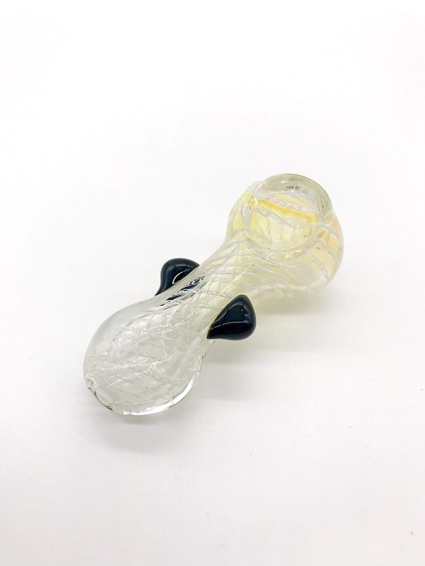 Smoke Station Hand Pipe White / Black Clear Spoon with Colored Wrap and Nubs Hand Pipe