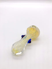 Smoke Station Hand Pipe White / Blue Clear Spoon with Colored Wrap and Nubs Hand Pipe