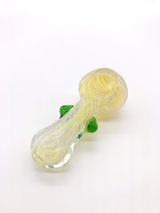 Smoke Station Hand Pipe White / Green Clear Spoon with Colored Wrap and Nubs Hand Pipe