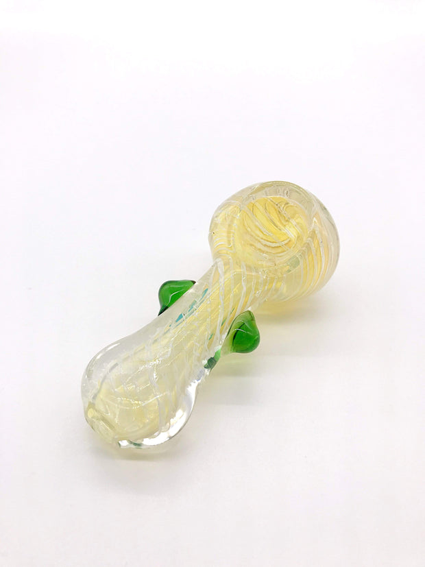 Smoke Station Hand Pipe White / Green Clear Spoon with Colored Wrap and Nubs Hand Pipe