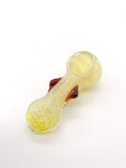 Smoke Station Hand Pipe White / Orange Clear Spoon with Colored Wrap and Nubs Hand Pipe