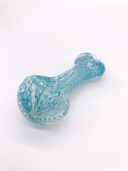 Smoke Station Hand Pipe Clear Spoon with Heavy Blue Ribbon Hand Pipe