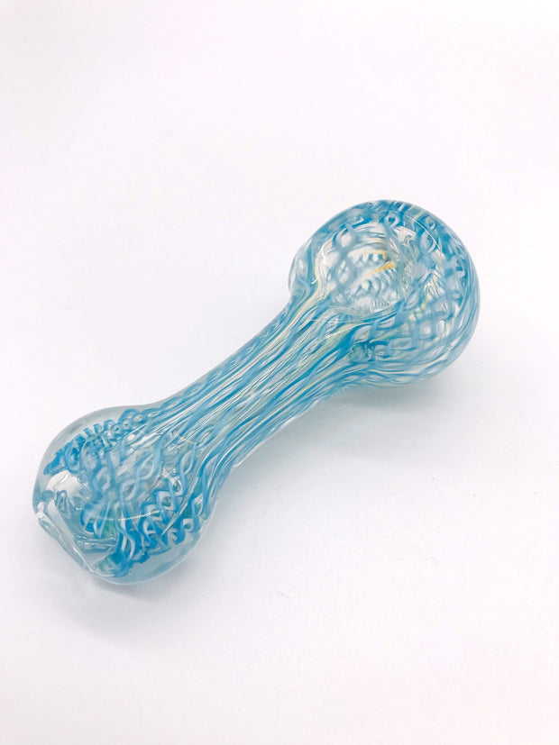 Smoke Station Hand Pipe Clear Spoon with Heavy Blue Ribbon Hand Pipe