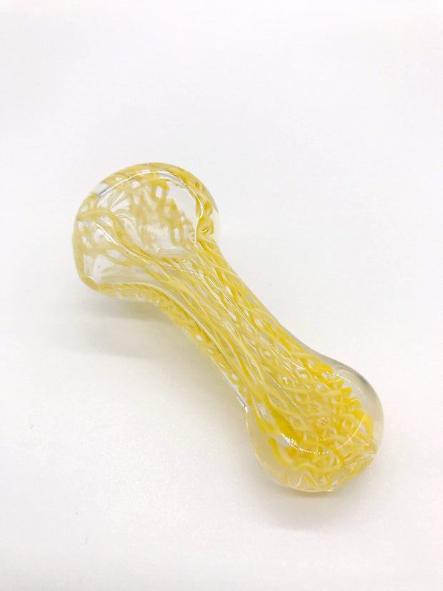 Smoke Station Hand Pipe Clear Spoon with Linework Hand Pipe